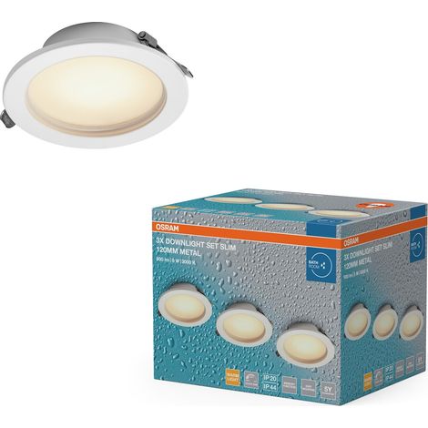 Spot encastrable LED IP44 Dim 120mm 8W Métal, lot de 3 spots (1/3)