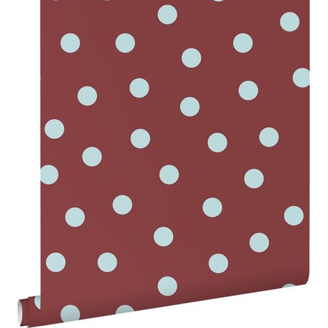 papier peint à motif de petits points bleu et rouge bordeaux  - ESTAhome (1/3)