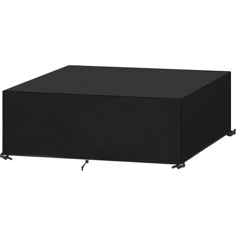 Housse table de jardin 180x110x70cm – Protection imperméable anti-UV – Tissu Oxford résistant – Fixation sécurisée – Noir (1/5)