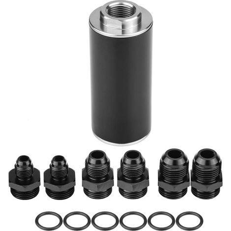 Kraftstofffilter für Pkw, universeller Inline-Kraftstofffilter, hoher Kraftstoffdurchfluss, 100 Mikron AN6 Kraftstofffilter mit Montageadaptern für Pkw und Lkw. (1/5)