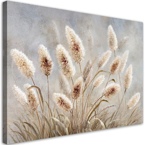 Quadro su tela, Ciuffi decorativi di erba della pampa di colore chiaro - 60x40 (1/2)
