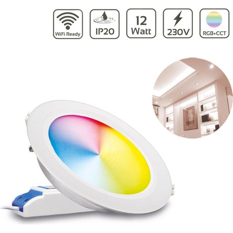 MiBoxer RGB+CCT LED Einbaustrahler rund 12W Ø180mm 2.4GHz WiFi ready FUT066 - Farbe: weiß (1/5)