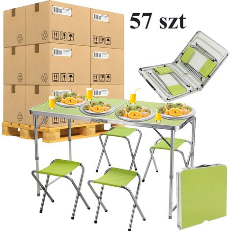 Table pliante de camping avec 4 chaises en valise