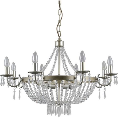 Italux Cortina - Pendentif suspendu Champagne 12 lumières avec abat-jour en cristal, E14 (1/3)