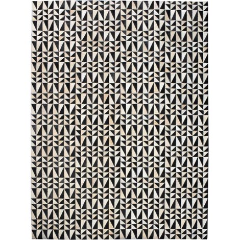 Tapis en peau de vache 120x170 noir et blanc kilm fait à la main LITTLETRI