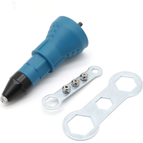 Ecrou adaptateur pour pistolet à riveter électrique, embout de rivetage pour perceuse, outil électrique de bricolage, bleu clair (1/5)