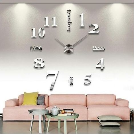 Horloge Murale Muette, Pendule Murale de Mode Moderne Horloge Murale sans Cadre 3D DIY Miroir Autocollant Bureau Hôtel Décoration de La Maison DIY Horloge Murale (1/5)