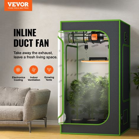 Ventilateur de conduit en ligne, 152,4 mm, extracteur d'air silencieux 550 m³/h contrôleur de vitesse variable moteur CA, booster de refroidissement pour tentes de culture, culture hydroponique (1/5)