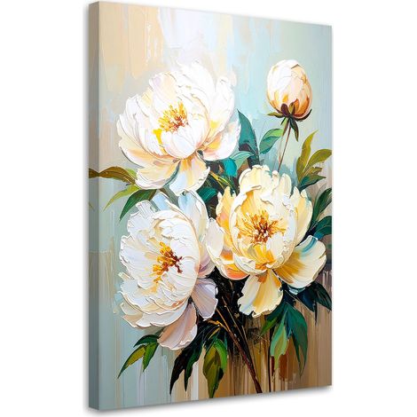Wandbild für das Schlafzimmer Wohnzimmer Pfingstrosen Weiße Blumen Strauß 40x60 cm (1/5)