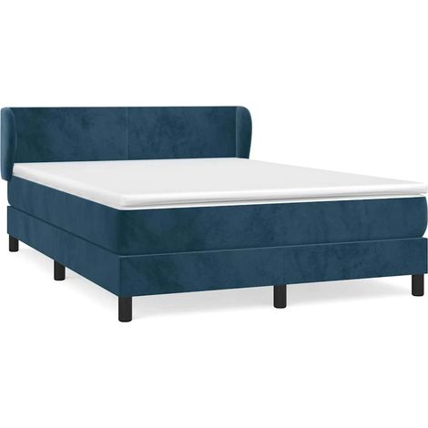 Maison Exclusive - Giroletto a Molle con Materasso Blu Scuro 140x190 cm in Velluto (1/5)
