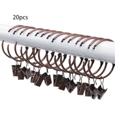 Pinzas metálicas para cortinas, 20 unidades, color bronce rojizo. (1/5)