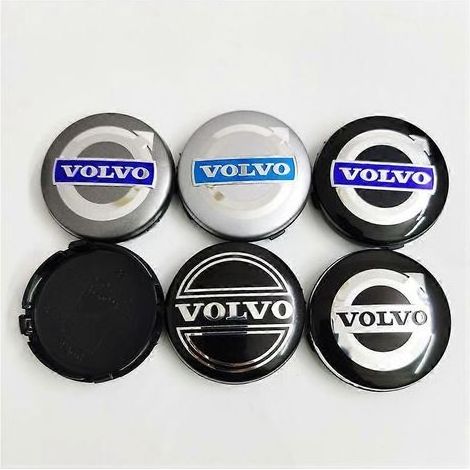 64mm ABS plastic wheel center caps for Volvo - Black (set of four) (1/4)