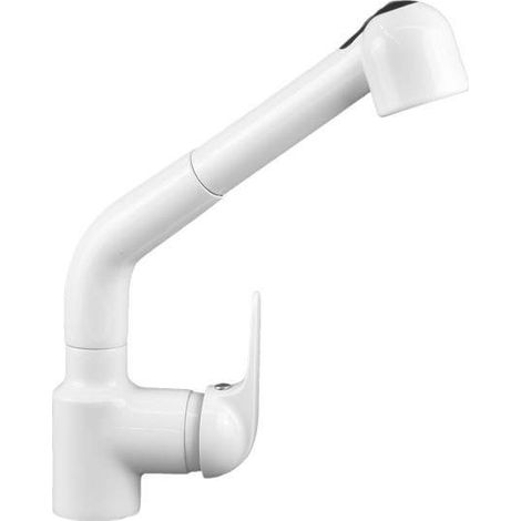 Monomando de fregadero con caño alto, ducha extraíble, color blanco brillo Gattoni Callisto 0400/PC01  Blanco brillante (1/2)