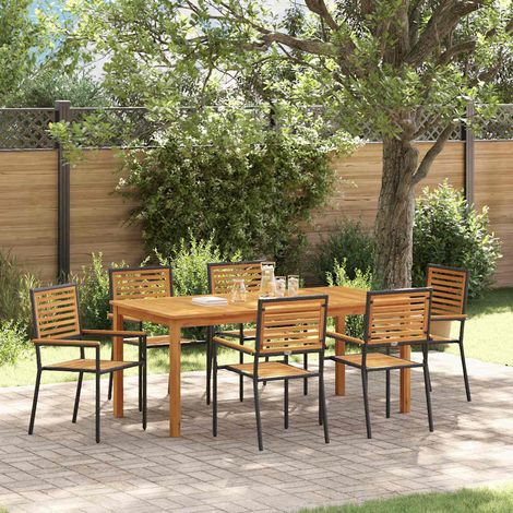 Garden Dining Set 7 pcs Black Poly rattan vidaXL (1/5)