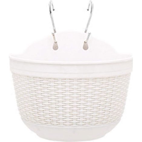 Pot de fleur auto-arrosant à suspendre avec réservoir d'eau pour décoration murale ou de jardin 25 x 16,5 x 15 cm,blanc (1/5)