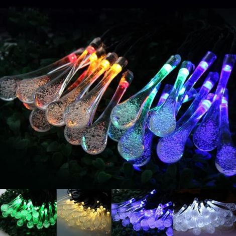 Guirlande lumineuse Extérieur Solaire 4.8M 20LED Etanche Multicolore Droplets String Light RGB Décoration Éclairage Lumière de Noël (1/4)
