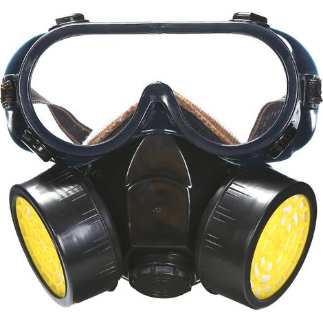 Sécurité couverture complète du visage, respirateur de masque réutilisable avec lunettes de sécurité,pour la peinture, la poussière(noir) (1/5)