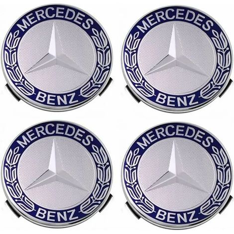 Jeu de 4 enjoliveurs 75 mm,Plastique ABS,Bleu,Compatible Mercedes-Benz (1/5)