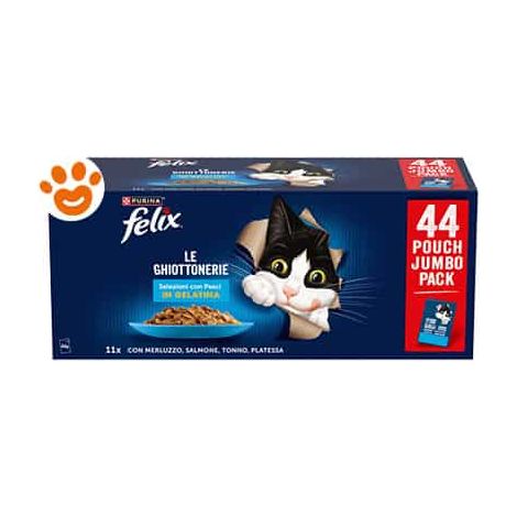 Purina Cat Felix le Ghiottonerie con Pesce in Gelatina - Confezione 44x85 Gr -