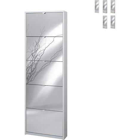 Scarpiera 5 Ante Specchio 63L x 18P x h190 – Finitura Bianco Fiammato – Sarmog (1/5)