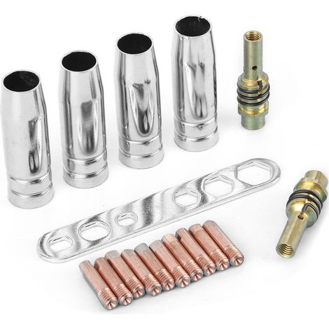 Kit de 17 buses de soudage pour chalumeau, buse de contact de 0,8 mm, porte-buse MIG/MAG, pour Binzel 15AK (1/5)