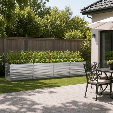 vidaXL Cama de Jardín Elevada Plateado 320 x 40 x 55 cm galvanizado (1/5)