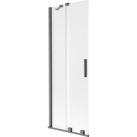 Mexen Velar Duschwand 2-flügelig verschiebbar 70 x 150 cm, Milchglas, gebürstetes Gun Gray - 896-070-000-31-66 (1/2)
