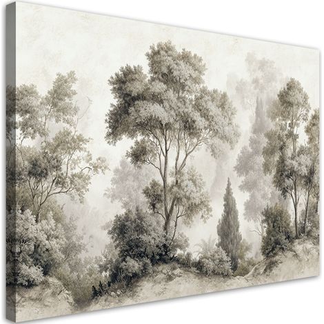Stampe su Tela, Alberi e un sentiero nel bosco in un paesaggio romantico. - 60x40 (1/2)