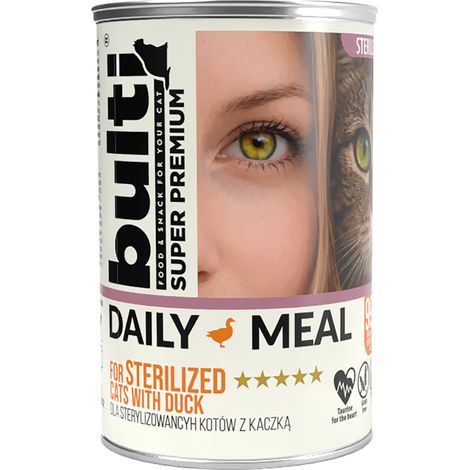 BULTI Repas Quotidien Stérilisé Aliment Humide pour Chat Canard et Poulet 400g (1/4)