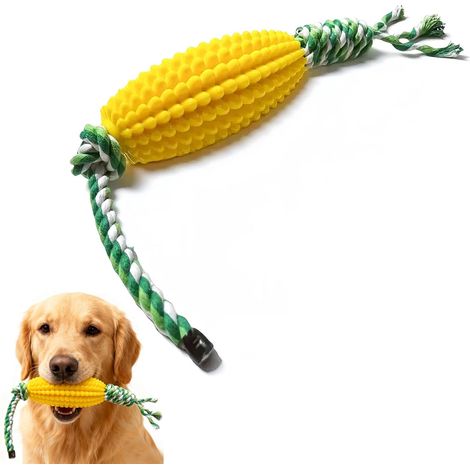 Maisförmiges Hundekauspielzeug – langlebiges Kauball-Spielzeug, geeignet für kauaktive Hunde, interaktives Hundezahnbürstenspielzeug, für kleine, mittelgroße und große Hunde, lindert Langeweile beim K