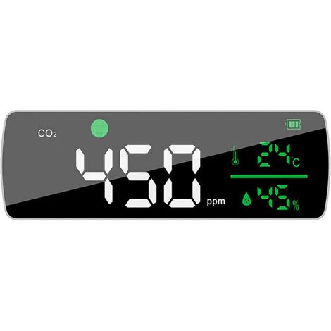 Moniteur de qualité de l'air mural de bureau 11,2 pouces LED numérique 3 en 1 intérieur extérieur température humidité CO2 détecteur d'alarme testeur de dioxyde de carbone rechargeable surfa (1/5)