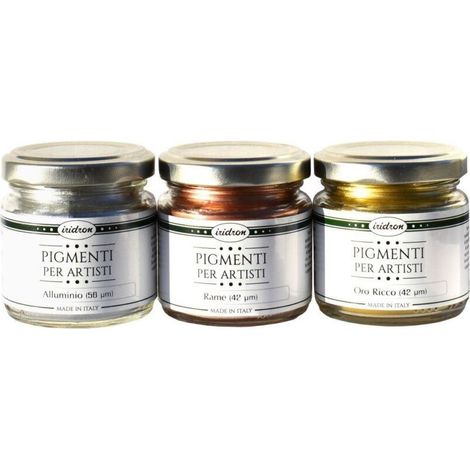 Set pigmenti metallici 3 colori per resina epossidica oro, argento, bronzo/rame (1/5)