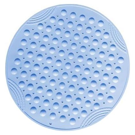 Tapis de Douche antidérapant Rond Tapis de Douche antidérapant avec ventouses Lavable en Machine Tapis Douche,Bleu (1/4)