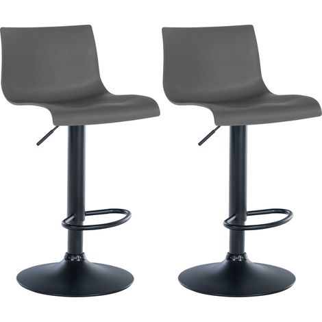 Conjunto de 2 taburetes de bar de diseño sencillo con reposapiés de plástico gris y patas de metal negro 100004045 (1/5)