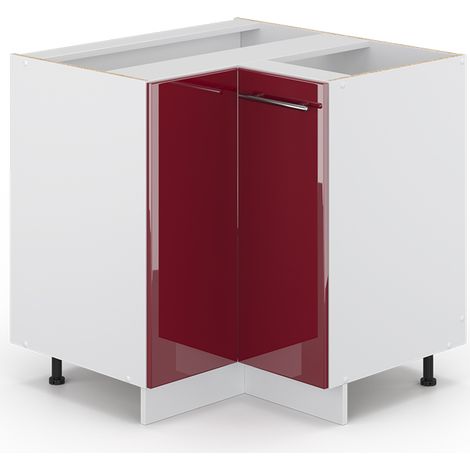 Mobile ad angolo cucina Fame-Line, Rosso bordeaux lucido, 80.5 cm senza piano di lavoro, Vicco