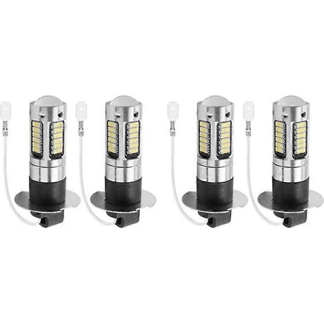 Kit de 4 ampoules LED H3 ultra-lumineuses pour feux de brouillard et feux de jour (DRL), blanc 6000K (1/4)