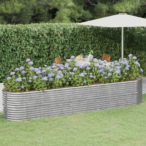 Hochbeet Verzinkter Stahl 368x80x68 cm Silbern