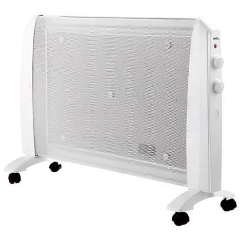 Radiador De Mica 2000W 1 Elemento Blanco 2 Potencias Antivuelco Ruedas Termostato Regulable 54x79x27cm ABRIGO (1/3)
