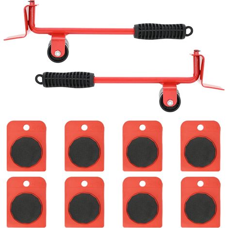 Möbelrollen 8 Stück mit Hebern Rot 9,8x7,5x3 cm 150 kg