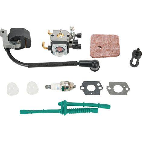 Kit carburateur, filtre à air et bobine d'allumage pour tronçonneuses FS55RC, HL45, KM55R, FS45C, FS45L, FC55, FS55, FS38, KM55, FS45 et FS46 également compatible avec Zama C1q-s66.