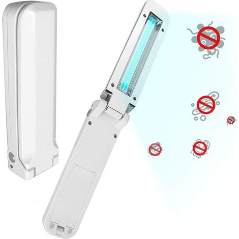 Lampe désinfectante UV, lampe germicide UV pliable, lampe UV portable 3W à piles pour éliminer acariens et bactéries, lampe stérilisatrice UV pour la maison, portable et utilisable en déplacement. (1/5)