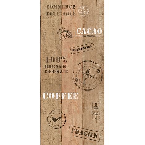 Papier peint marron & blanc cuisine | Papier peint bande décorative caisse de transport en bois | Tapisserie imitation caisse en bois avec écritures - 2,50 x 0,35 m (1/2)