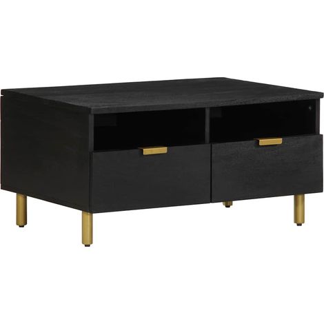 Table basse avec rangement noir en bois d’ingénierie 80 x 54 x 40 cm - PANGIVO (1/5)