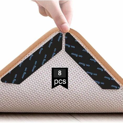 Rug Grippers, 8 Pcs Anti Derapant Tapis, Anti Curling Carpet Grippers Coin, Anti à boucler Tapis antidérapant, réutilisable Sticker Tapis antidérapant pour planchers de Bois Franc,carpettes et Tapis, (1/5)
