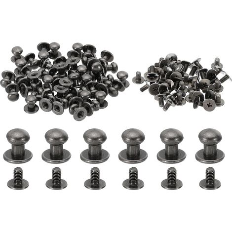 Clous de 7mm pour Vêtements, 30 Ensembles de Clous et Pointes en Cuir Rivets en Cuir à Pointe Conique Bouton en Métal Clous à Vis pour Artisanat en Cuir, Gris (1/5)