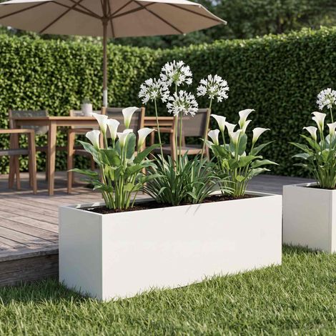 vidaXL Macetero de Jardín Blanco 40 x 20 x 20 cm (1/5)