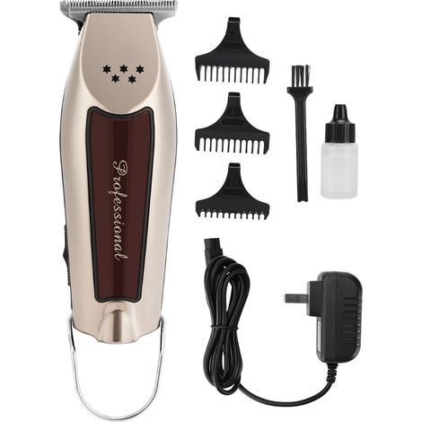 Tondeuse à cheveux électrique professionnelle rechargeable, réglable, prise US 100-240V, argentée (1/5)