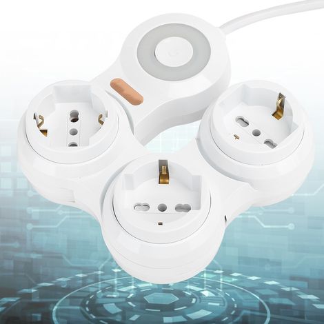 Multiprise 3 Prises Concaves 10A avec Fiche UE 220V-250V pour Accessoires Électriques