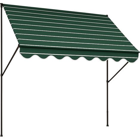 Store à serrage exclusif – Auvent pour protection solaire et protection contre la pluie – Montage sans perçage ni chevilles – Store de balcon idéal pour les appartements en location (400 cm, vert) (1/5)