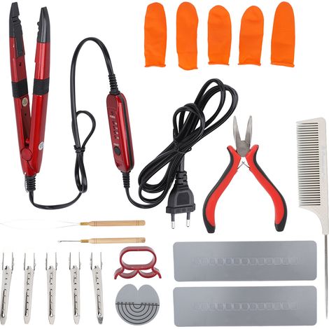 Fer à extensions thermique à température constante, plaque isolante pour extensions, crochet à cheveux, outils pour extensions, prise EU 220-240V (1/5)